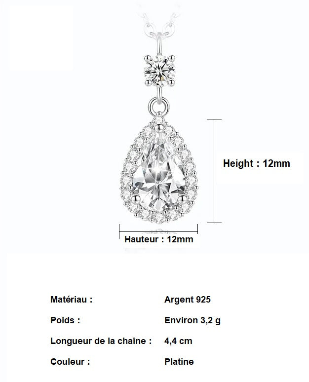 Collier Goutte d'Eau en Argent 925 avec Zircon Brillant
