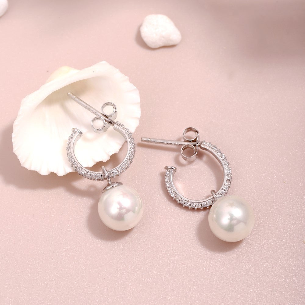 Boucles d'oreilles en argent S925 ornées de perles et zircons