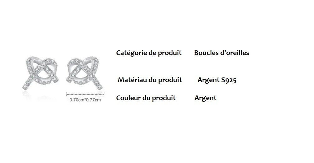 Clous d'oreilles cœur croix en argent 925