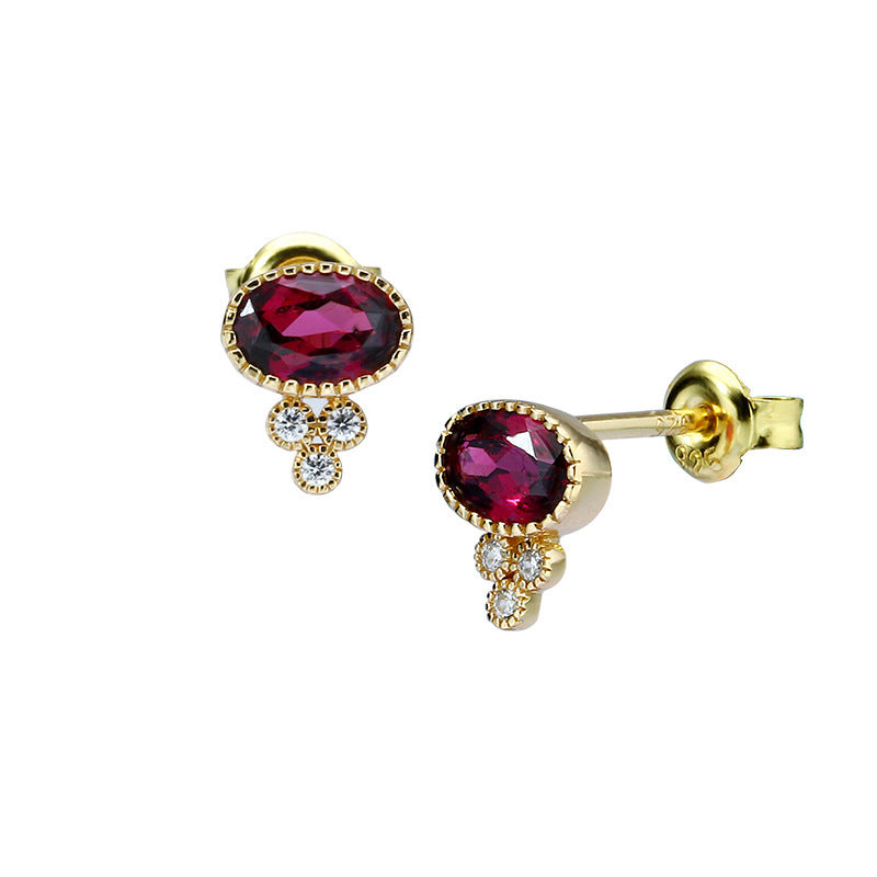 Boucles d'oreilles en argent S925 avec grenat, topaze bleue et tanzanite