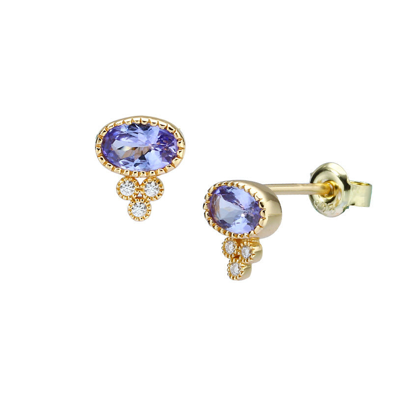 Boucles d'oreilles en argent S925 avec grenat, topaze bleue et tanzanite
