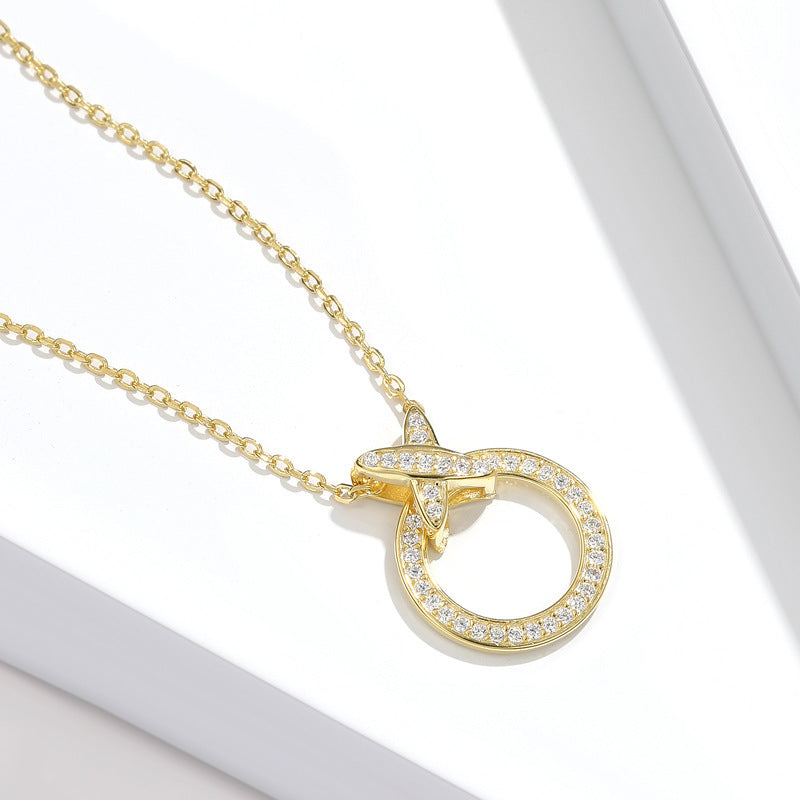 Pendentif Croix Cercle en Argent S925 avec Diamant
