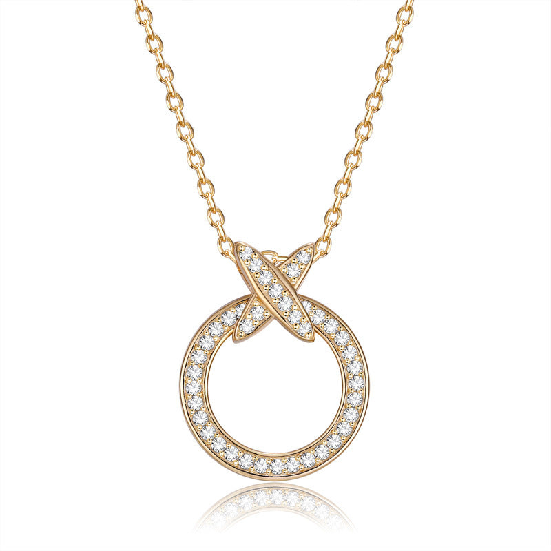 Pendentif Croix Cercle en Argent S925 avec Diamant