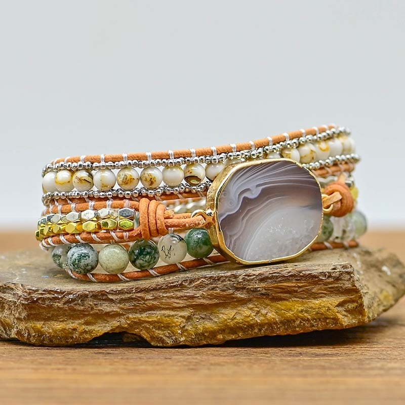 Bracelet en Agate Naturelle Tressé à la Main