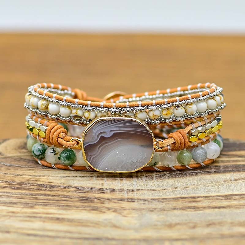 Bracelet en Agate Naturelle Tressé à la Main