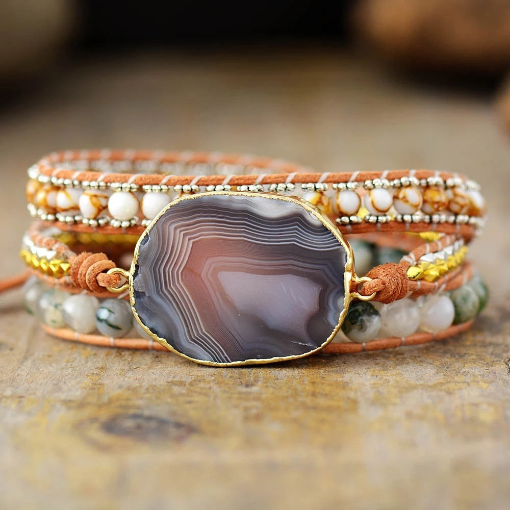 Bracelet en Agate Naturelle Tressé à la Main