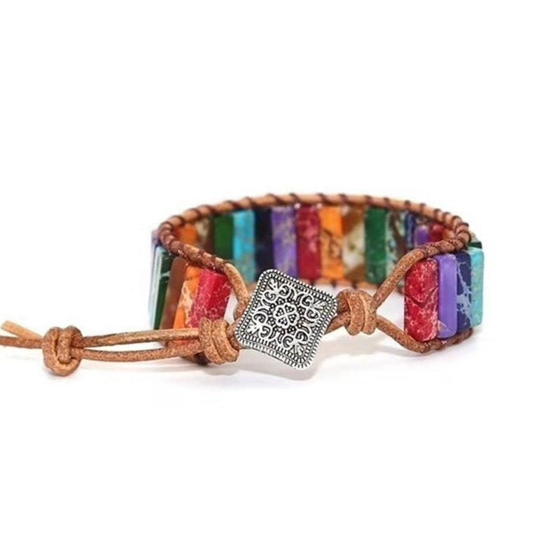Bracelet Chakra en Pierre Naturelle – Bijou Artisanal Multi-Couleurs