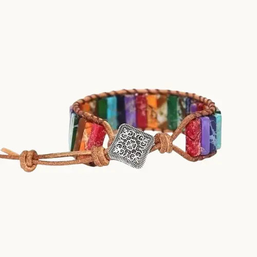 Bracelet Chakra en Pierre Naturelle – Bijou Artisanal Multi-Couleurs