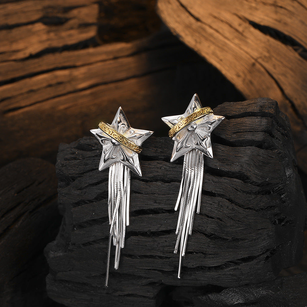 Boucles d'oreilles pendantes étoile en argent S925