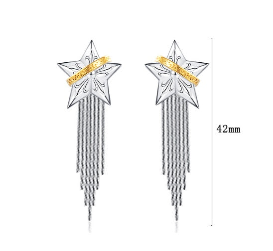 Boucles d'oreilles pendantes étoile en argent S925
