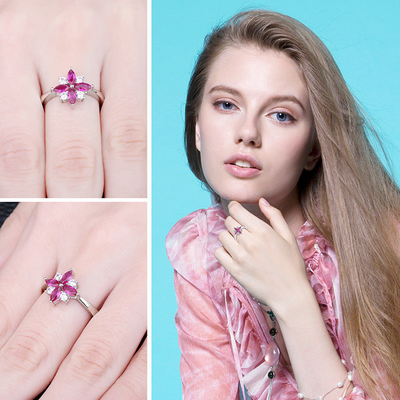 Bague en Argent Sterling – Zircon Rouge Grenade