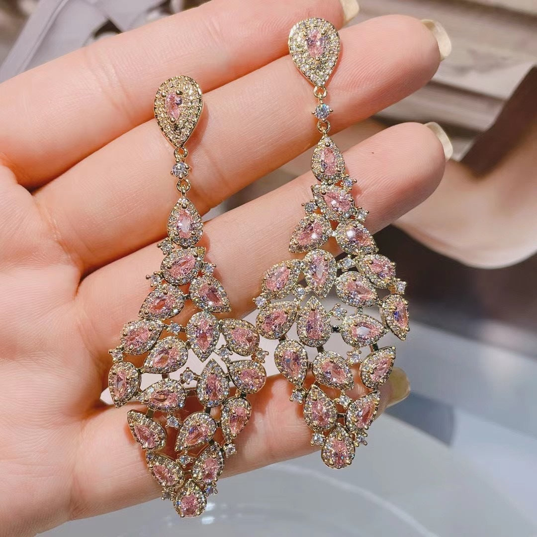 Boucles d'oreilles en zircon cubique coupe poire luxe
