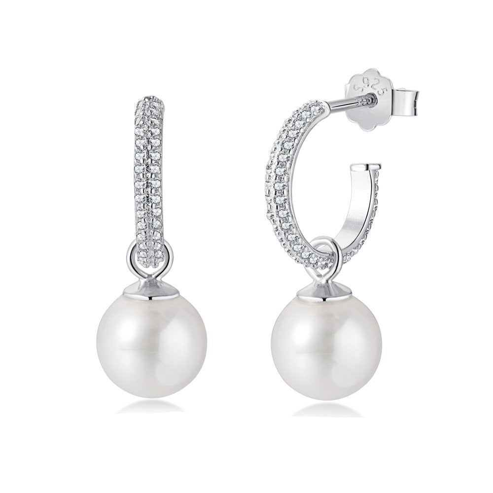 Boucles d'oreilles en argent S925 ornées de perles et zircons