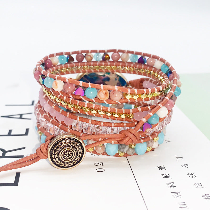 Bracelet Tressé Multi-Couches en Pierre Naturelle
