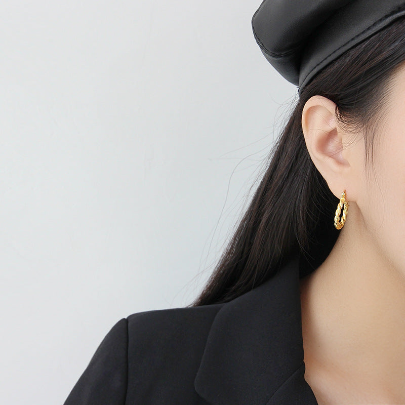 Élégance Torsadée – Boucles d’oreilles en Argent S925 pour Femme