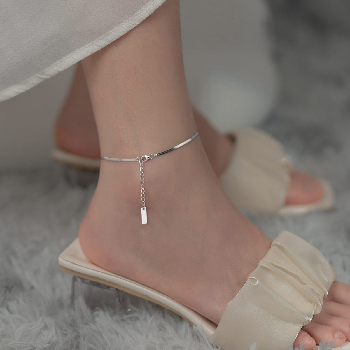 Chaîne de Cheville en Argent S925 – Style Minimaliste et Élégant
