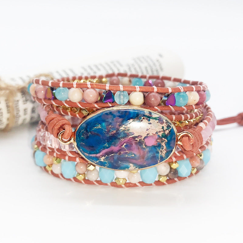 Bracelet Tressé Multi-Couches en Pierre Naturelle