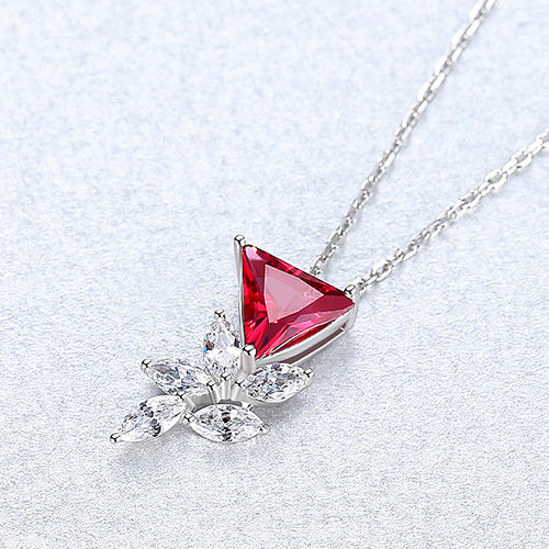 Collier en Argent S925 avec Pendentif Triangle Fleur