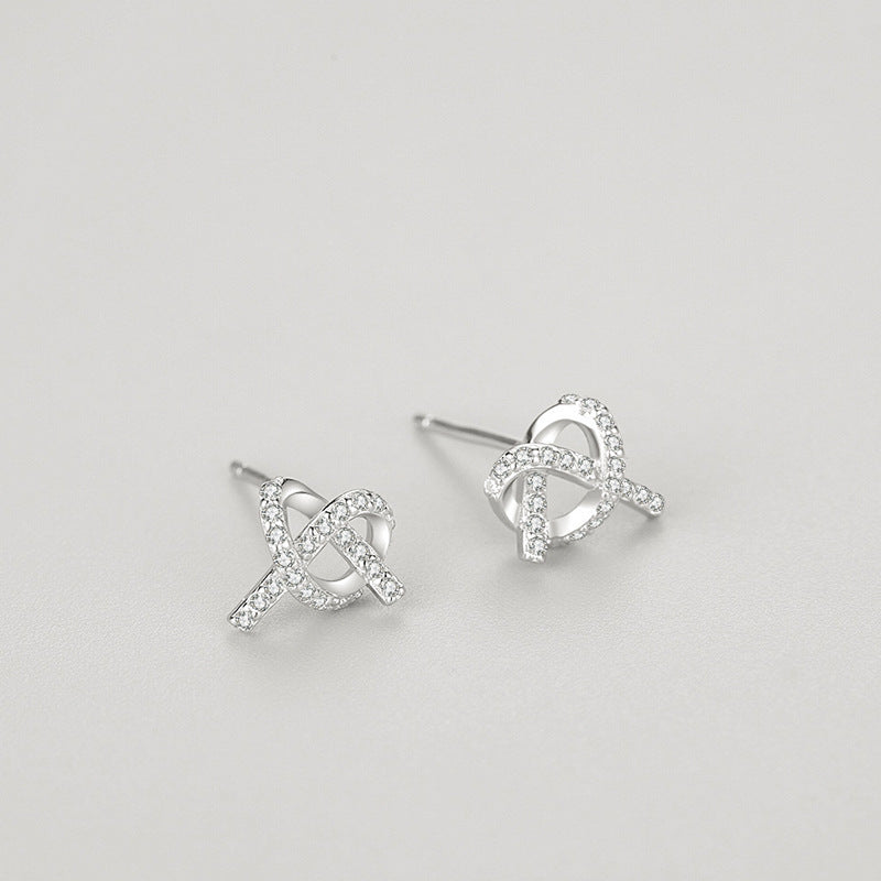 Clous d'oreilles cœur croix en argent 925