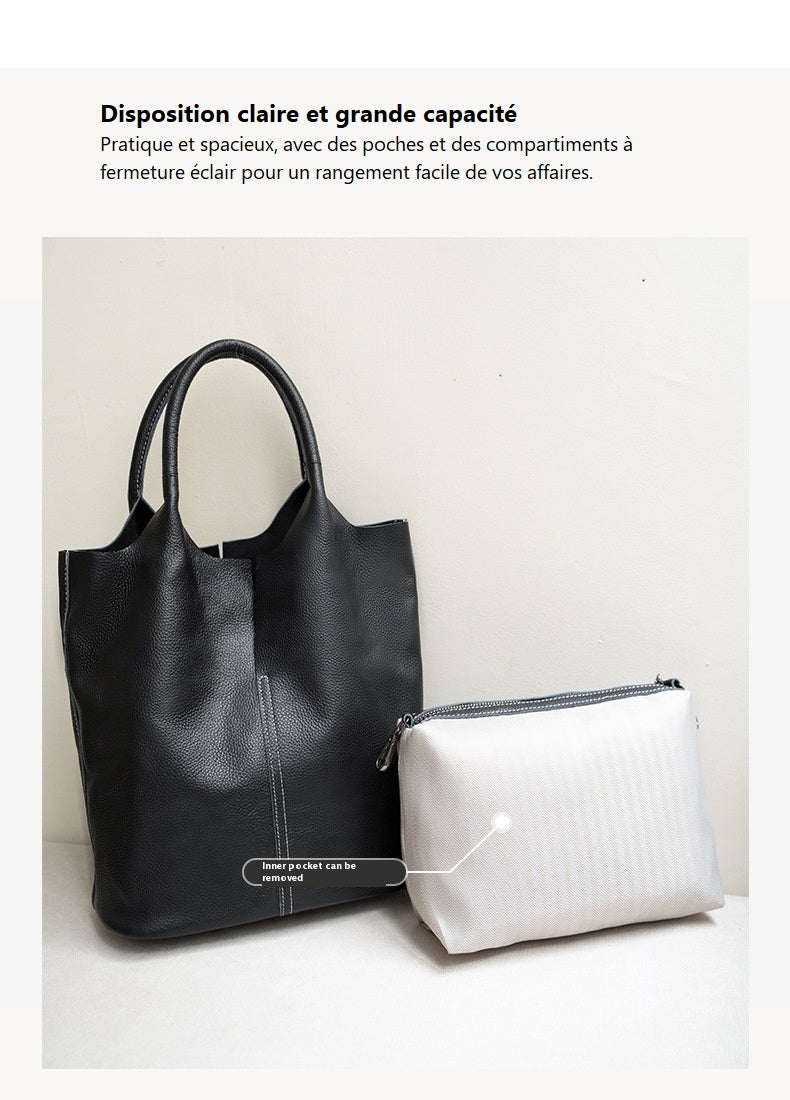 Sac à Main Tote en Cuir Souple pour Femme - Style Minimaliste Urbain
