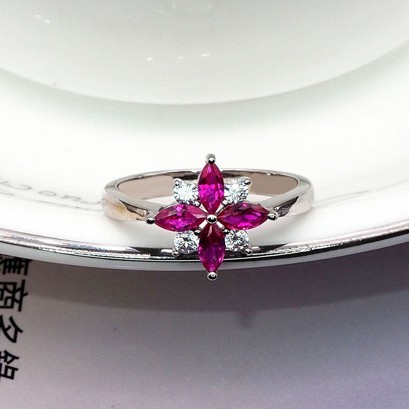 Bague en Argent Sterling – Zircon Rouge Grenade