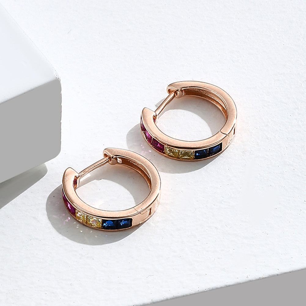 Boucles d'oreilles arc-en-ciel en argent 925 plaqué or rose