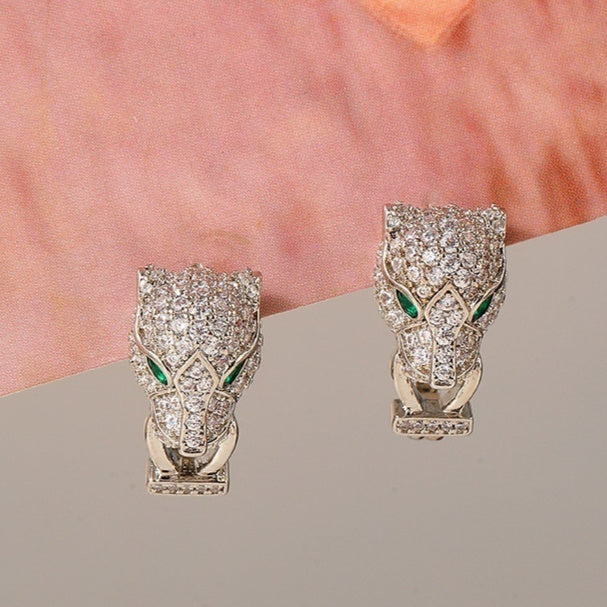 Boucles d'oreilles rétro en zircon , Élégance vintage et motif animal raffiné