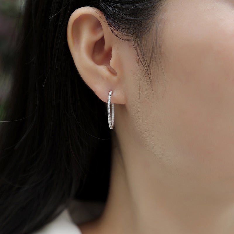 Boucles d'Oreilles Créoles en Argent 925 – Moissanite Étincelante