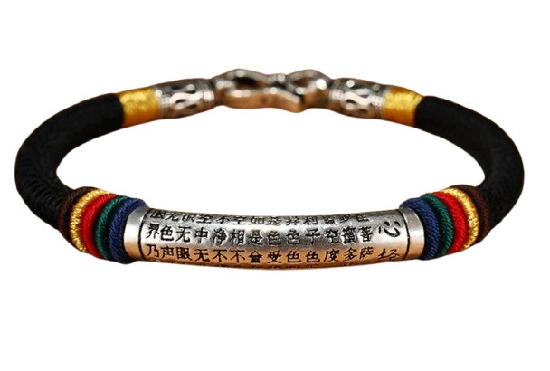 Bracelet Cœur Sutra en Argent 925 – Nœud Dorje Tressé