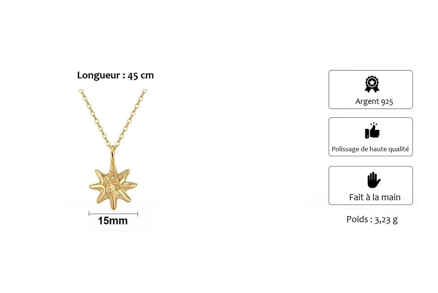 Collier Étoile Martelée en Argent S925
