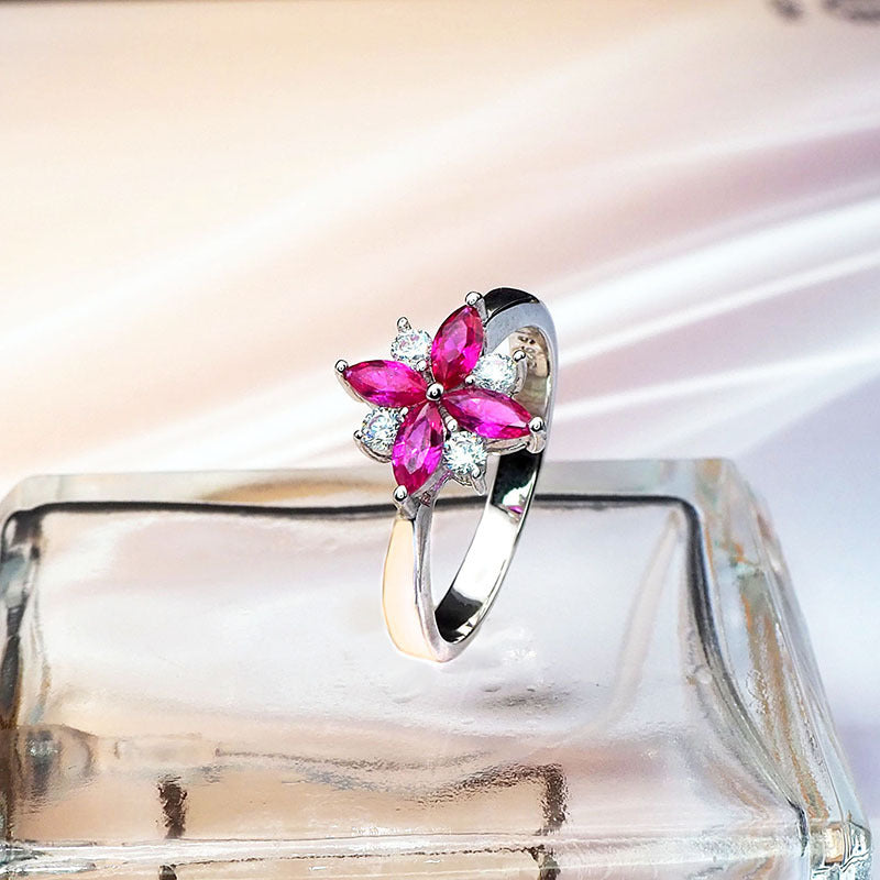 Bague en Argent Sterling – Zircon Rouge Grenade