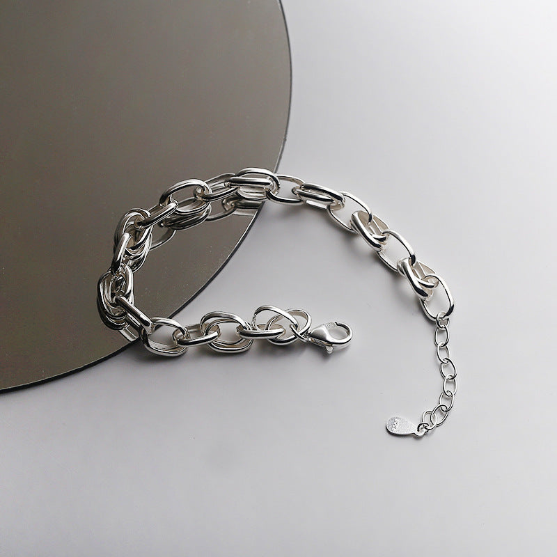 Bracelet Chaîne Épaisse Creuse en Argent S925 – Style Streetwear