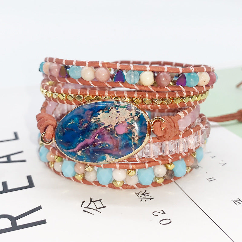 Bracelet Tressé Multi-Couches en Pierre Naturelle