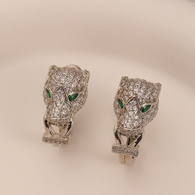 Boucles d'oreilles rétro en zircon , Élégance vintage et motif animal raffiné