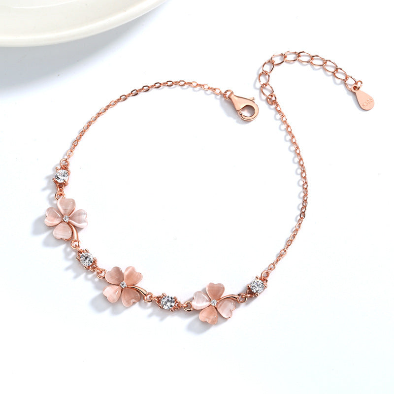 Bracelet en Argent 925 avec Cristaux Opales et Zircons – Bijoux en Or Rose