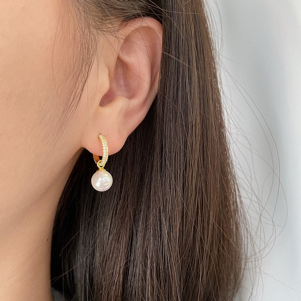 Boucles d'oreilles en argent S925 ornées de perles et zircons