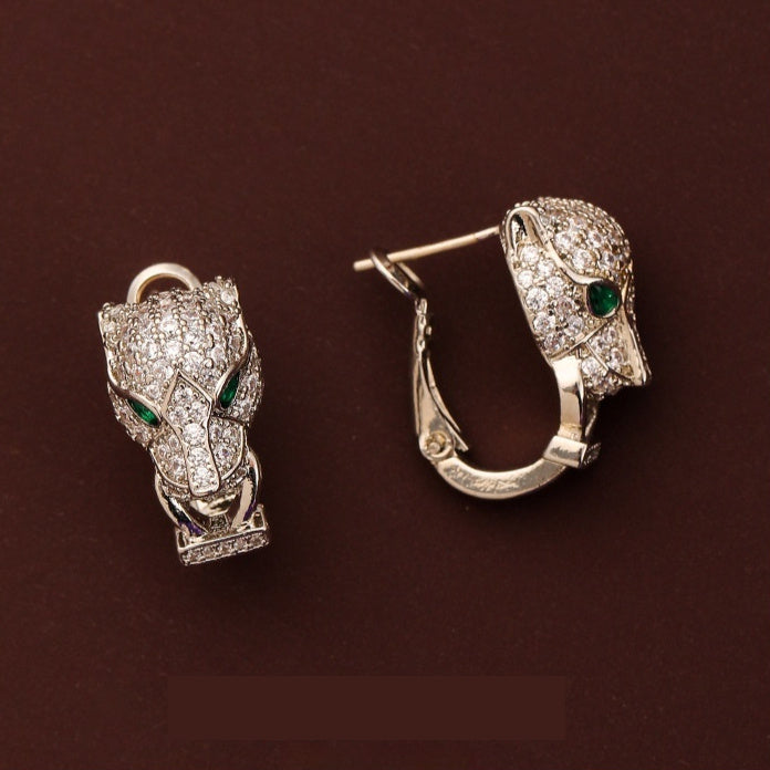Boucles d'oreilles rétro en zircon , Élégance vintage et motif animal raffiné