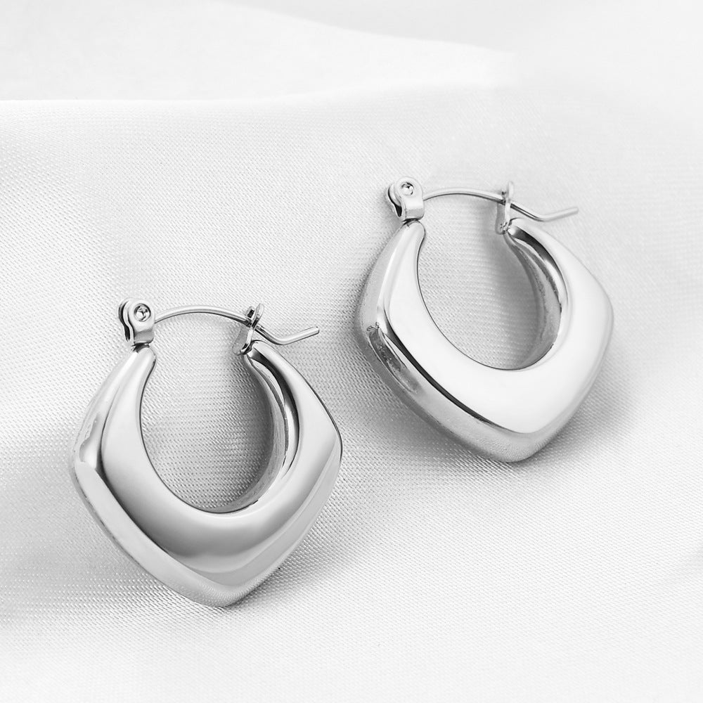 Boucles d'Oreilles Minimalistes – Carré Creux Acier Inoxydable