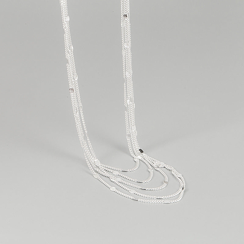 Collier Femme Multicouche en Argent 925 – Chaîne Géométrique Étincelante