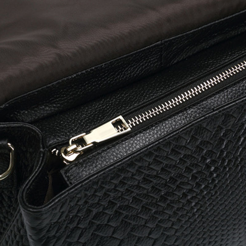 Sac à bandoulière en cuir véritable pour femmes – Style tressé