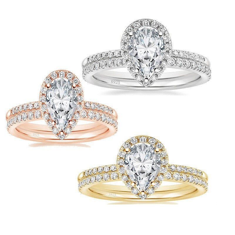 Bague en Argent avec Zircon Goutte d'Eau