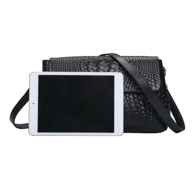 Sac à bandoulière en cuir véritable pour femmes – Style tressé