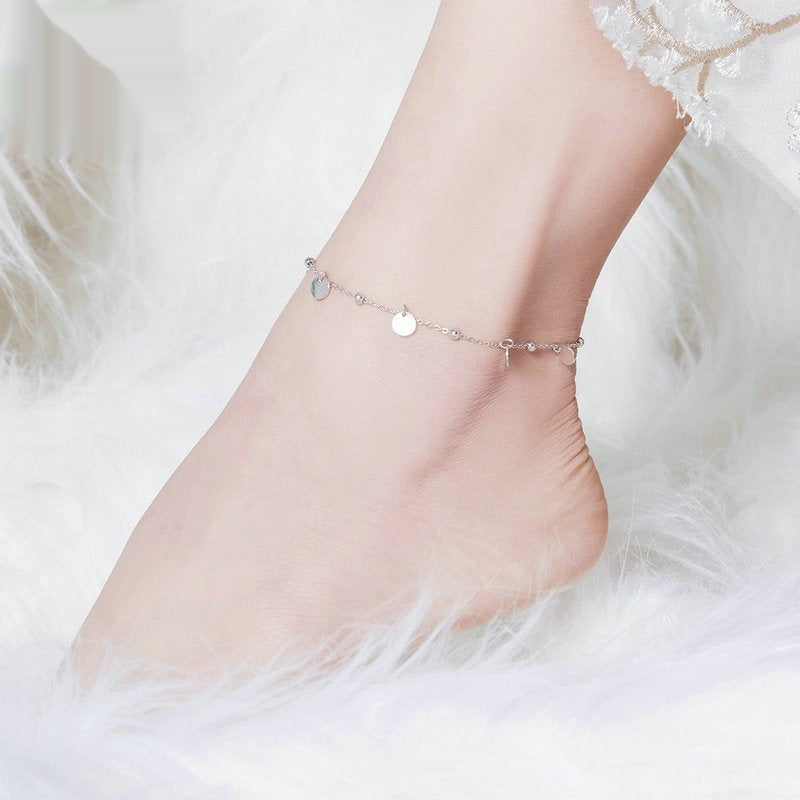 Chaîne de Cheville en Argent 925 – Plaqué Or Blanc