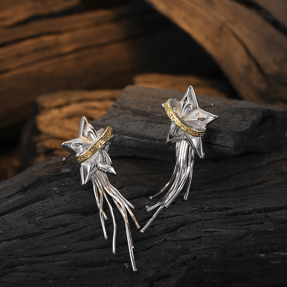 Boucles d'oreilles pendantes étoile en argent S925