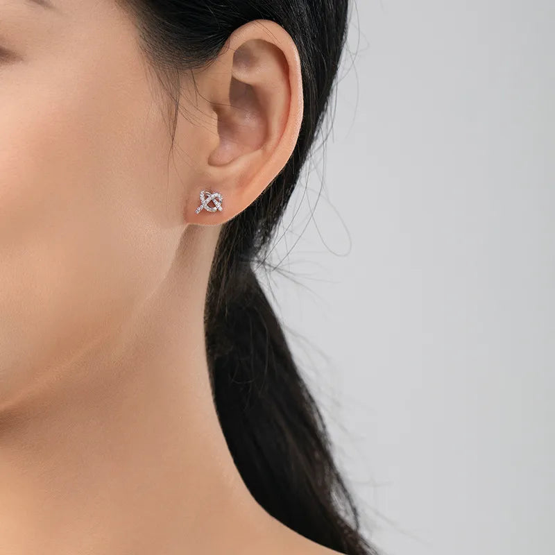 Clous d'oreilles cœur croix en argent 925