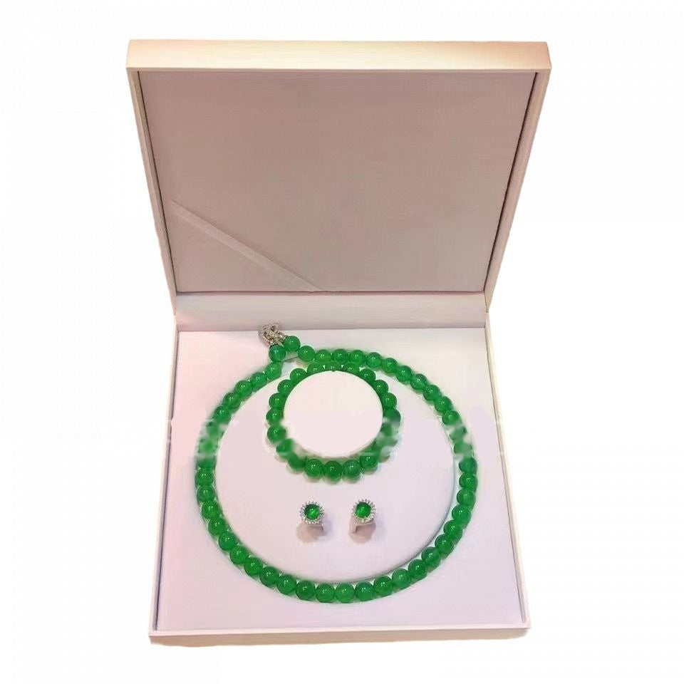 Ensemble de Bijoux en Calcédoine Verte