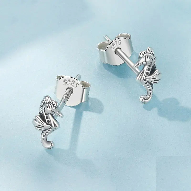 Boucles d'oreilles clous en argent S925 – Élégance marine
