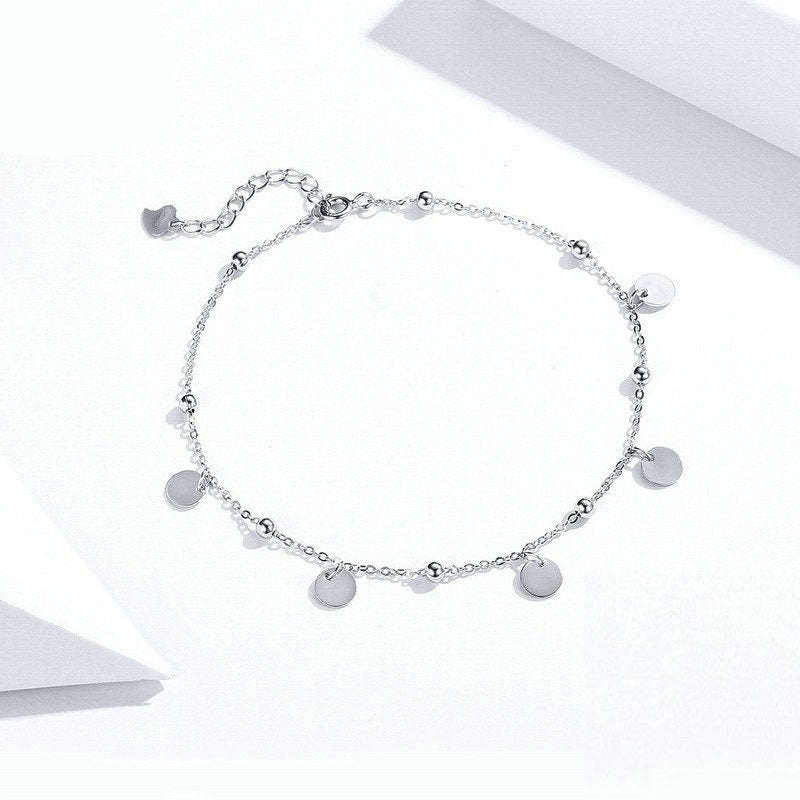 Chaîne de Cheville en Argent 925 – Plaqué Or Blanc