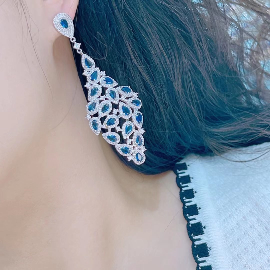 Boucles d'oreilles en zircon cubique coupe poire luxe