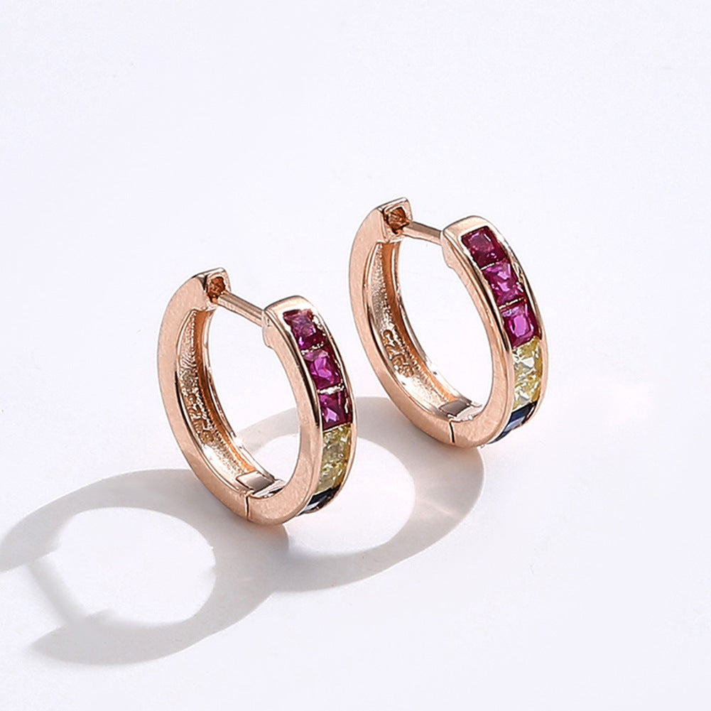 Boucles d'oreilles arc-en-ciel en argent 925 plaqué or rose